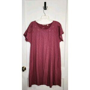 Soft Surroundings Gladstone Embroidered Shift Dress Cotton Casual Beach Boho L